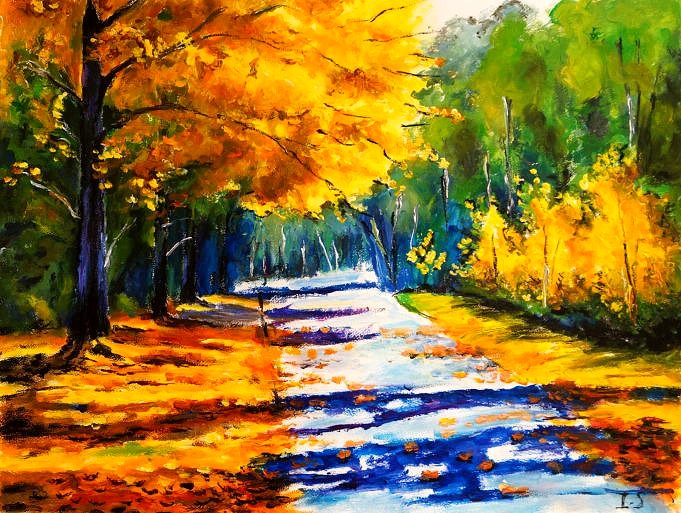 Peinture Acrylique D'arbres D'automne